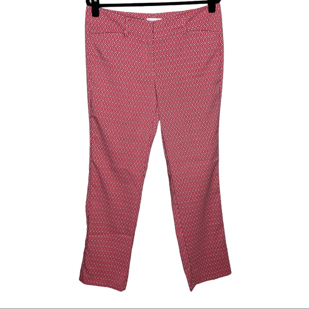 New York & Company Geometric Print Stretch Straight Leg Pants Size 10